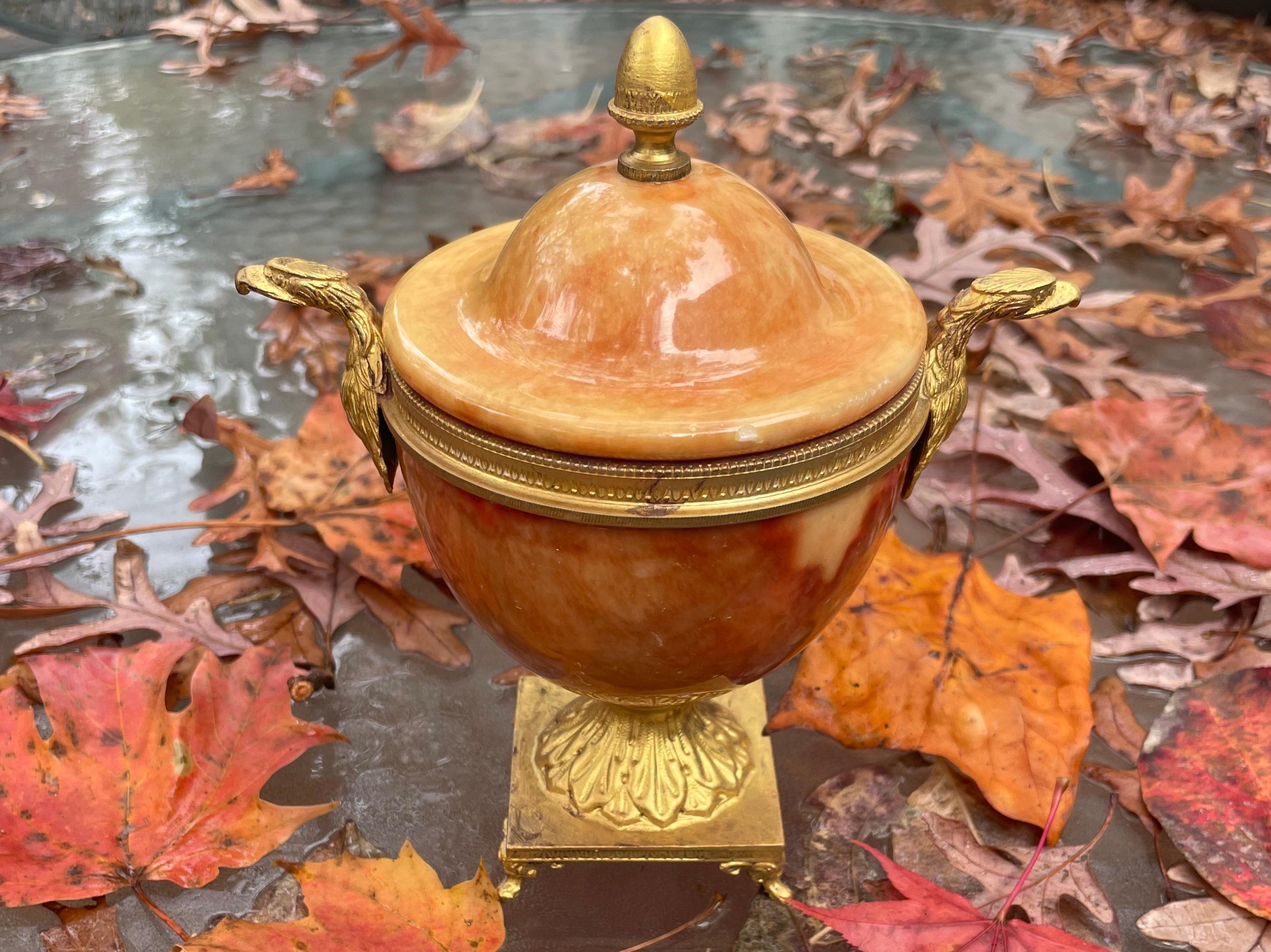 Napoleon III Orange Marble Eagle Urn For Sale 5