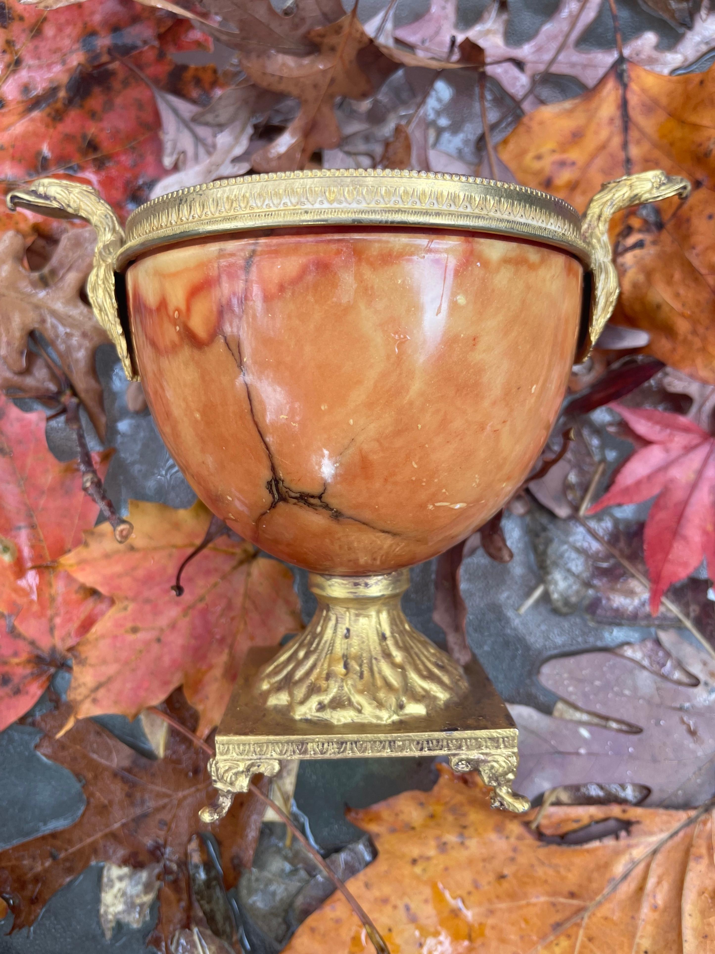 Napoleon III Orange Marble Eagle Urn For Sale 2