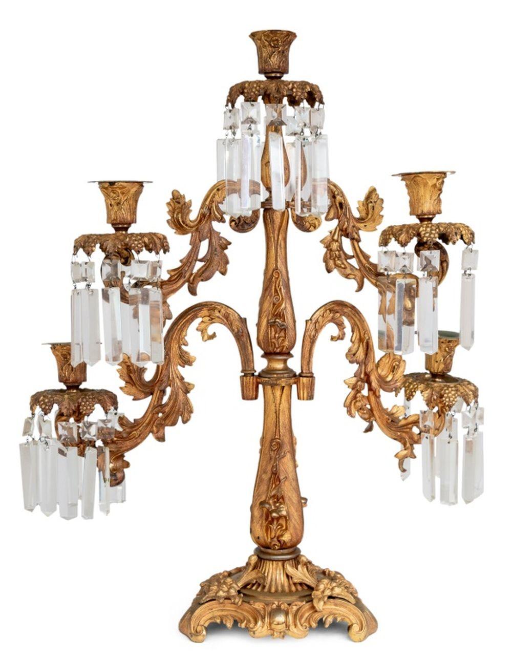 Bronze Napoleon III Ormolu 5-Branch Candelabrum For Sale
