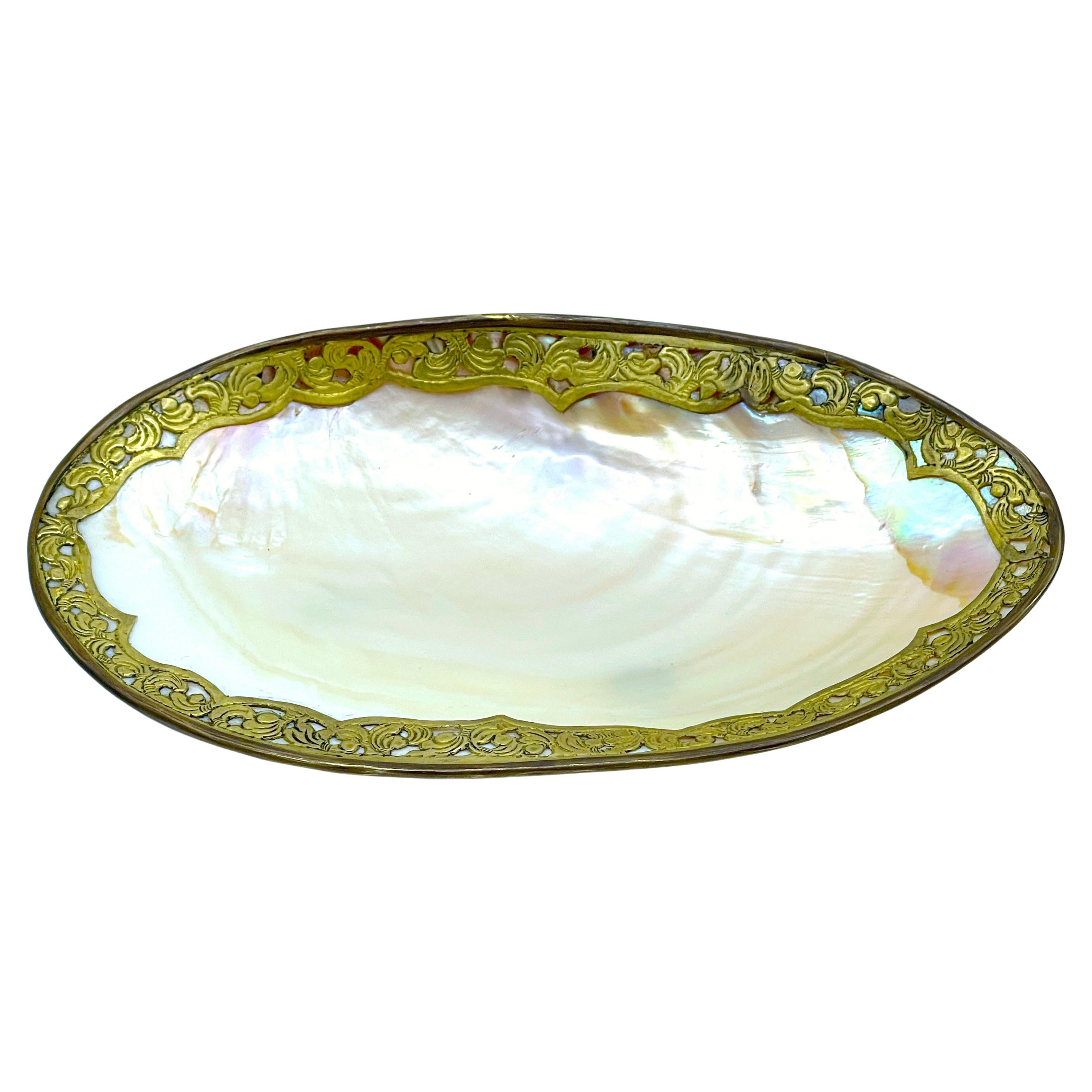 Napoleon III Ormolu Mounted Footed Shell Dish/ Vide-Poche For Sale