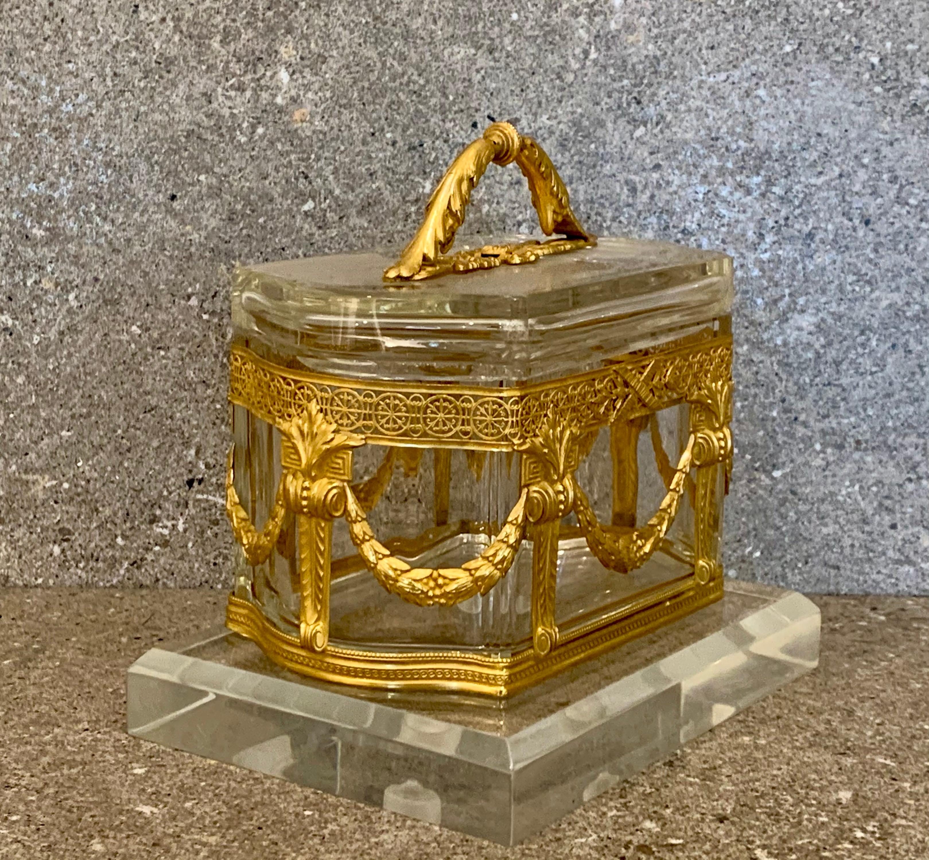 Napoleon III Ormolu Mounted Glass Casket / Box French Antique In Good Condition In London, GB