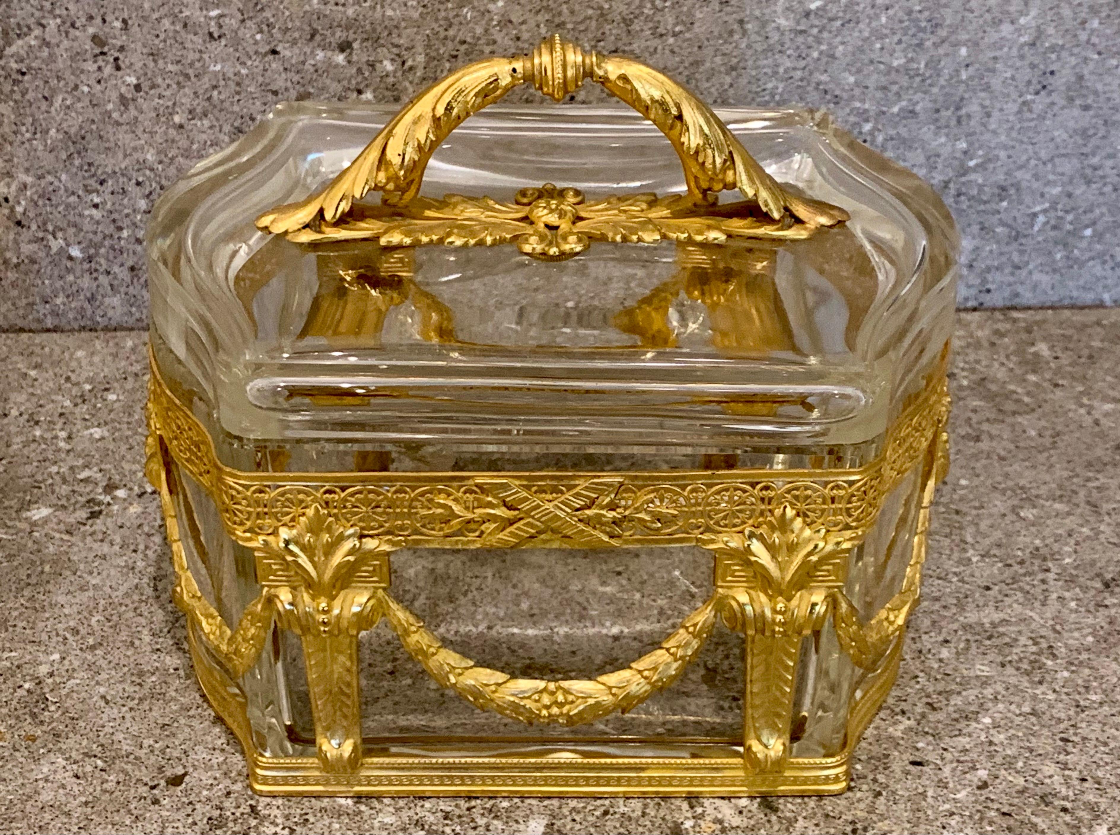 Napoleon III Ormolu Mounted Glass Casket / Box French Antique 3