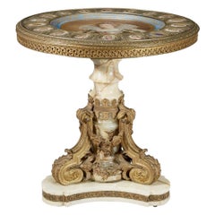 Antique Napoleon III Ormolu-Mounted Onyx Center Table with Sèvres-style Porcelain Plaque