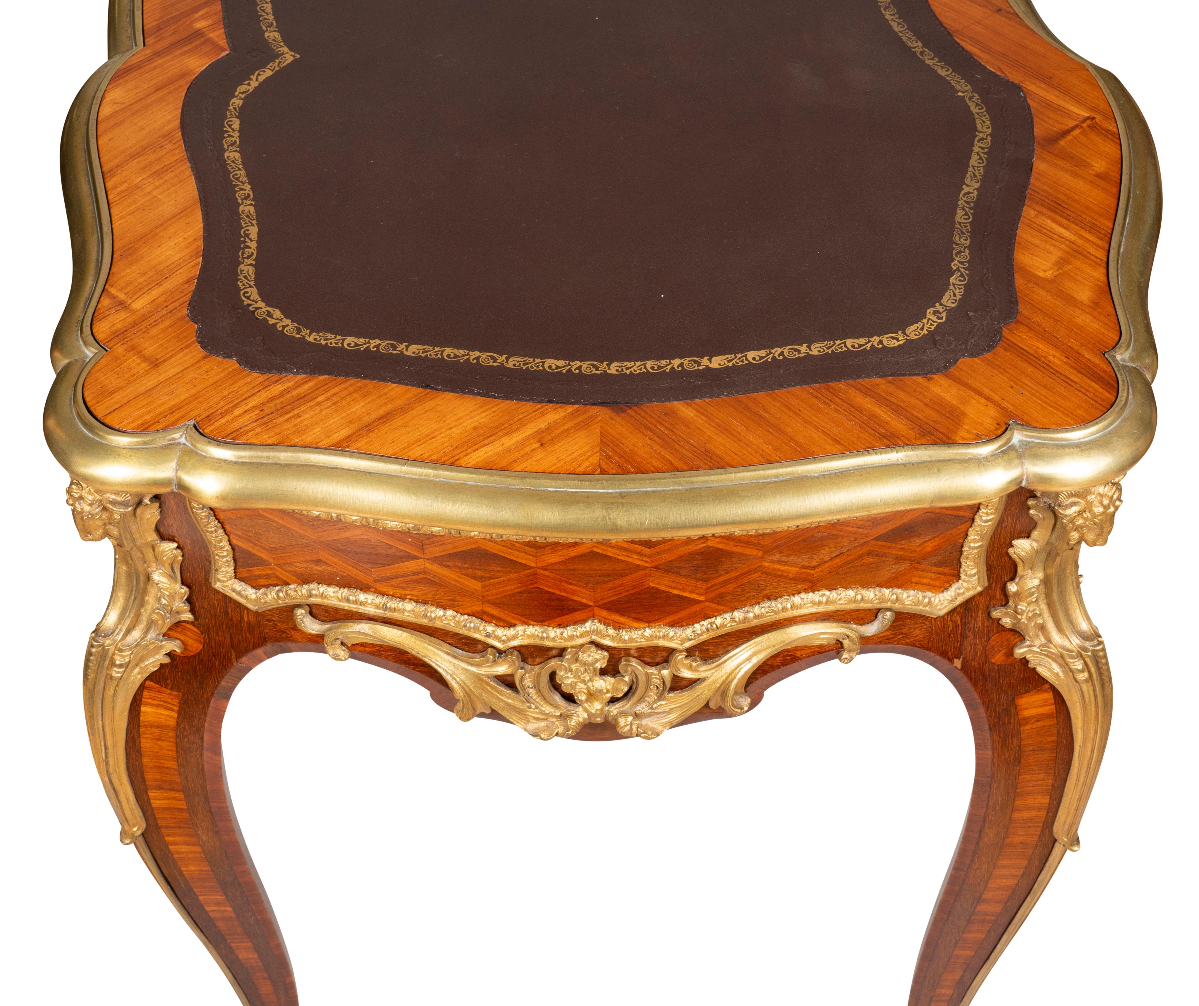 Napoleon III Ormolu Mounted Tulipwood Bureau Plat Attributed To Wassmus For Sale 4