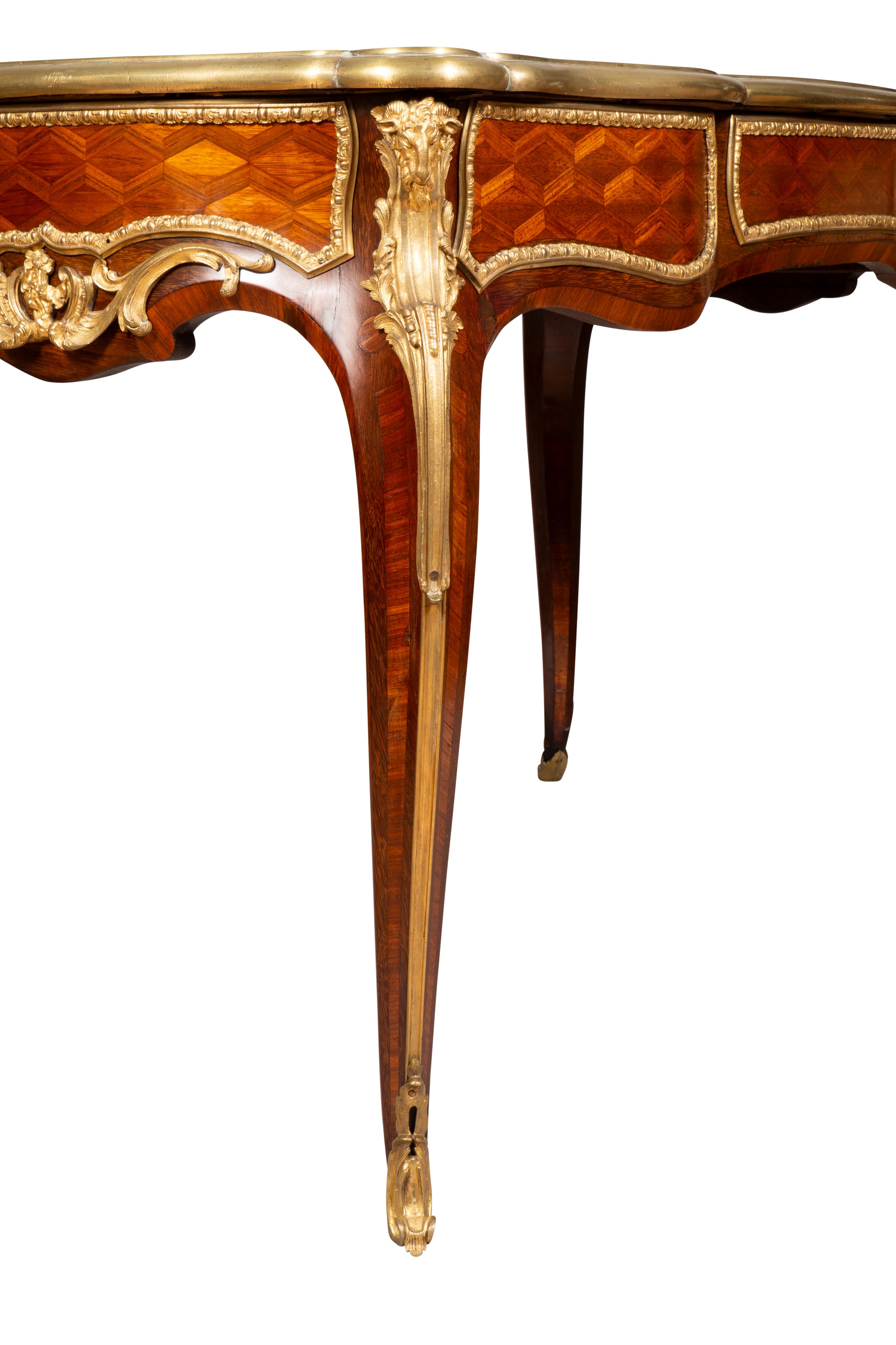 Napoleon III Ormolu Mounted Tulipwood Bureau Plat Attributed To Wassmus For Sale 6