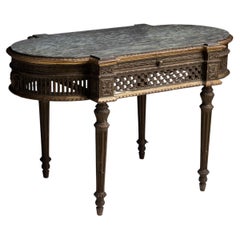 Verzierter Tisch mit Marmorplatte, Frankreich um 1860