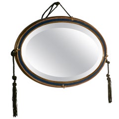 Antique Napoleon III Oval Gilt and Painted Wall Mirror