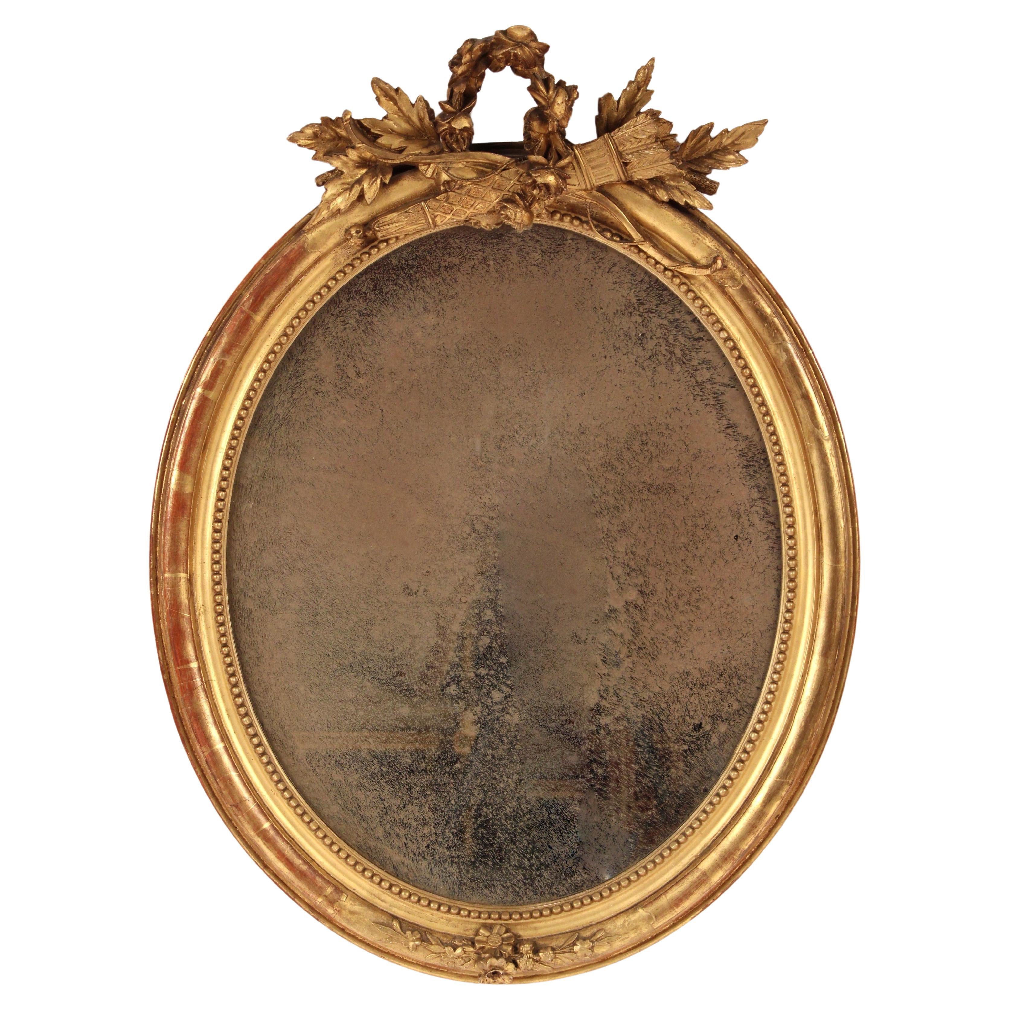 Napoleon III Oval Gilt Wood Mirror
