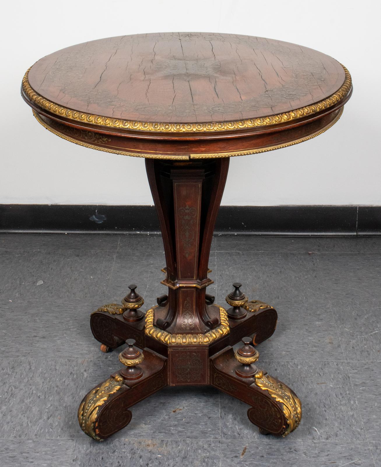 Napoleon III Oval Side Table with Boulle Marquetry In Good Condition In New York, NY