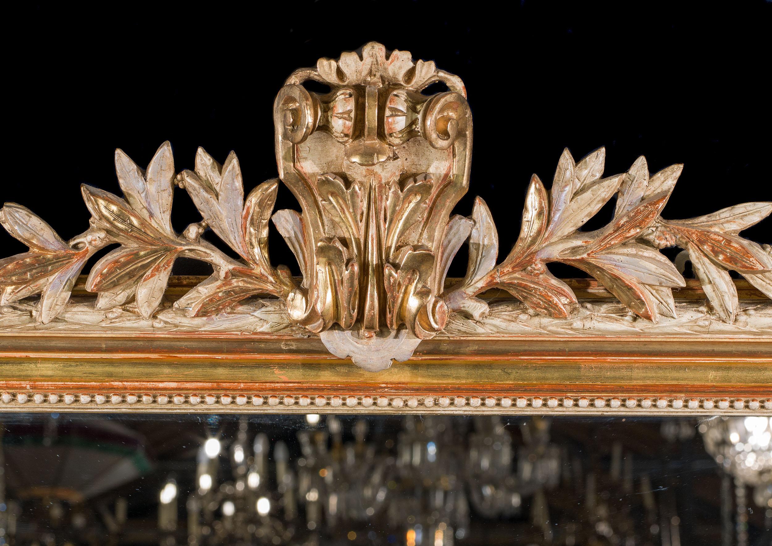 French Napoleon III Overmantel Parcel Gilt Mirror For Sale