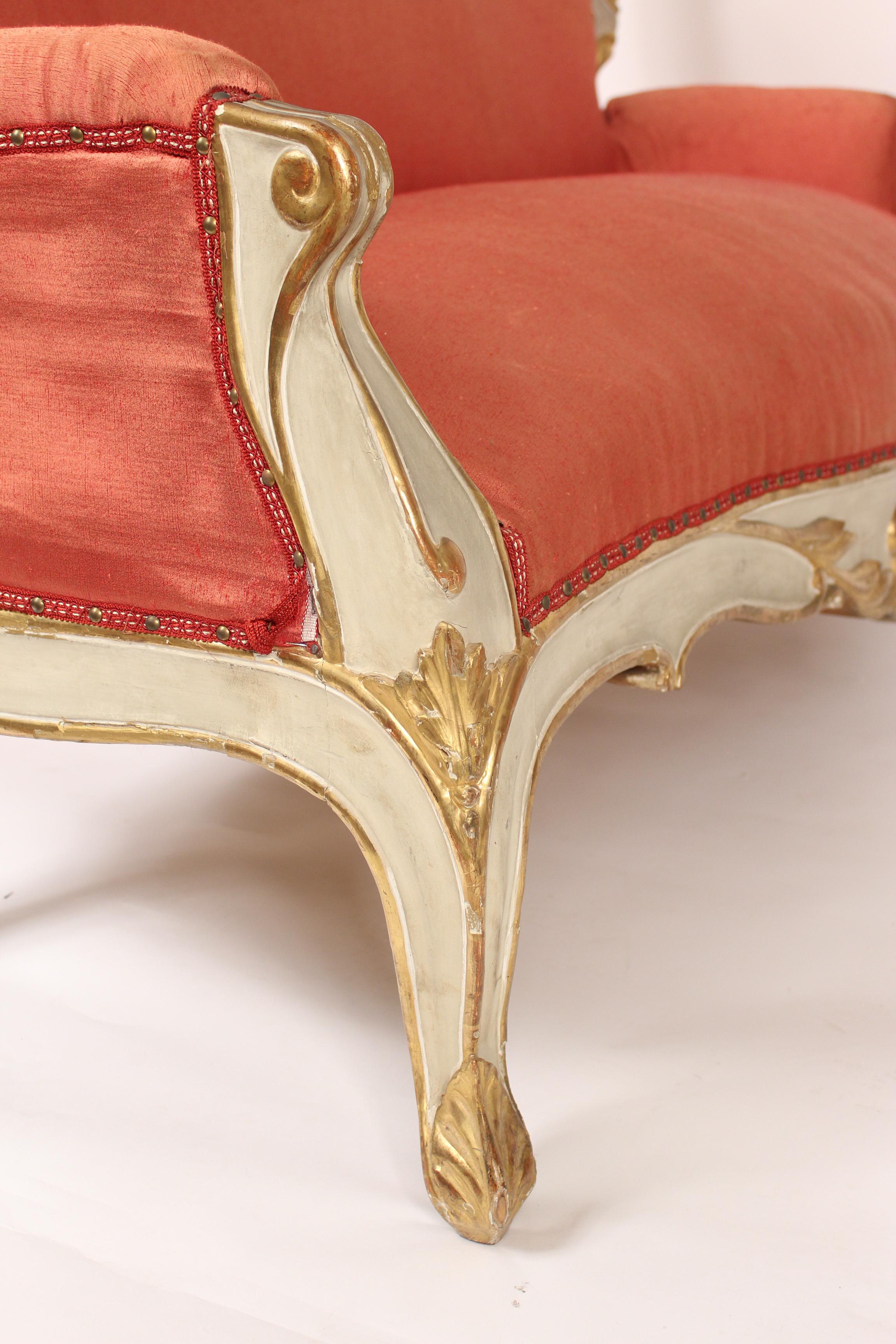 Upholstery Napoleon III Painted and Partial Gilt Sofa / Settee
