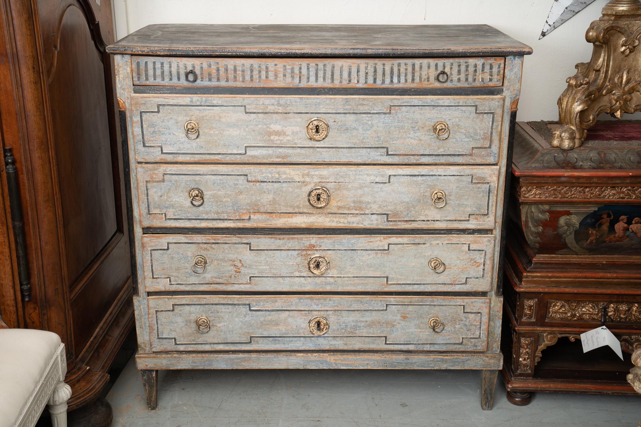 Beautiful painted and carved 19th century commode.