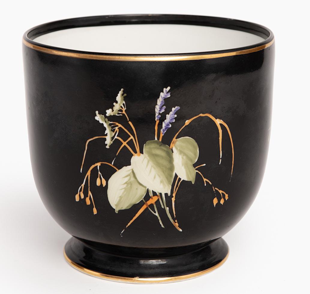 Paire de cache-pots Napoléon III en porcelaine française de Paris peinte à la main 3