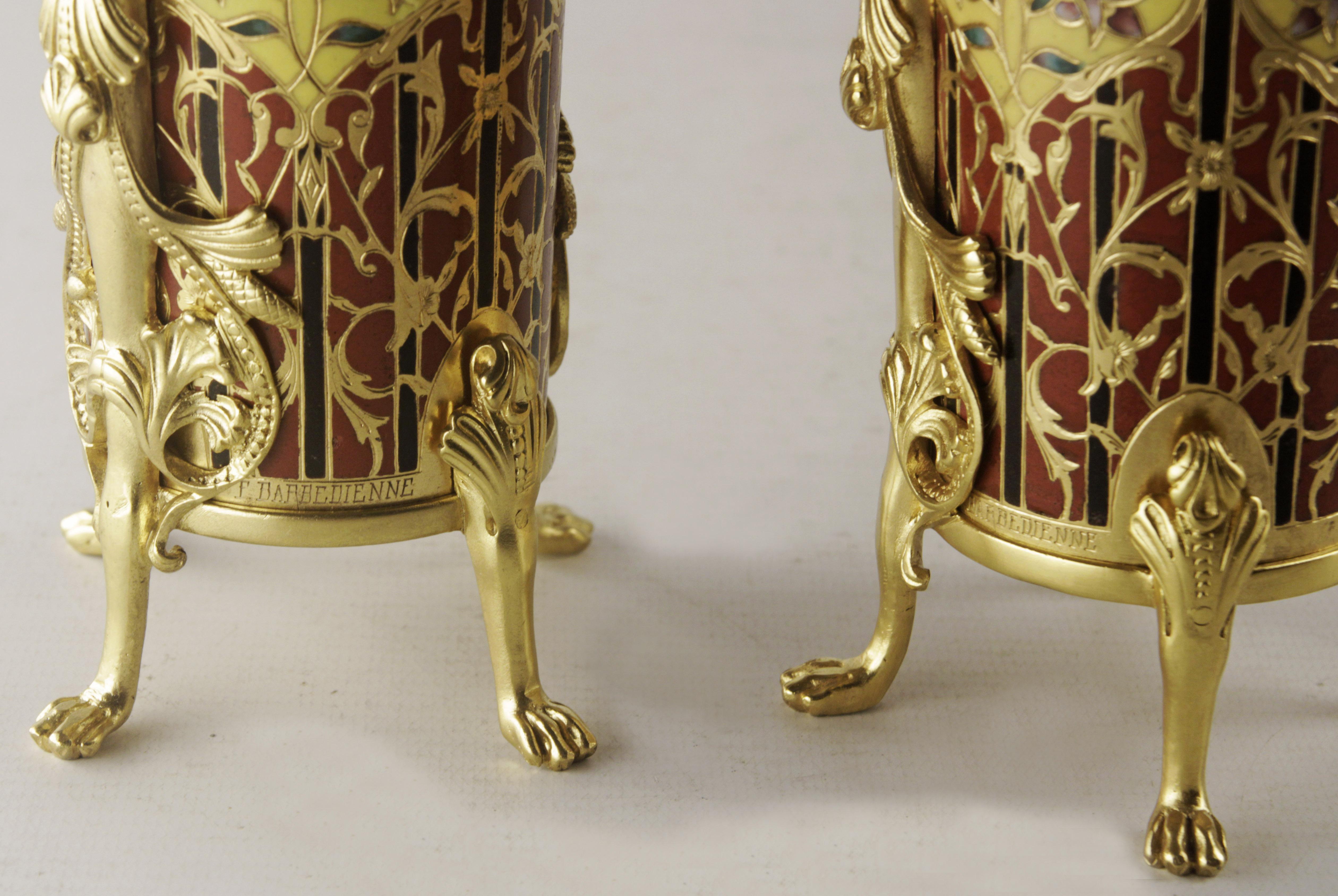 Empire Pair of vases Barbediene foundry France Napoleon III  For Sale