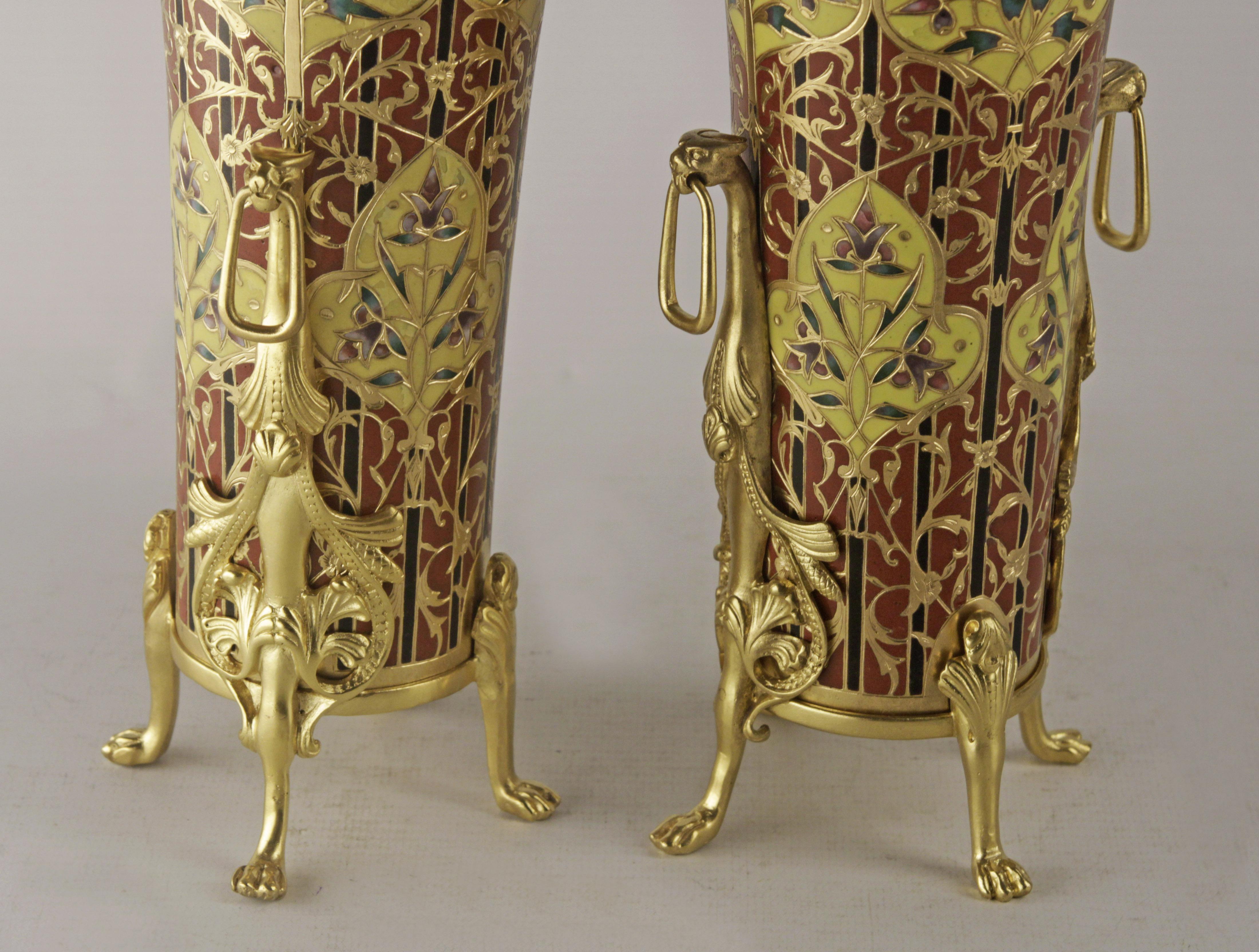 Paar Vasen, Barbediene-Gießerei, Frankreich, Napoleon III.  (Spätes 19. Jahrhundert) im Angebot