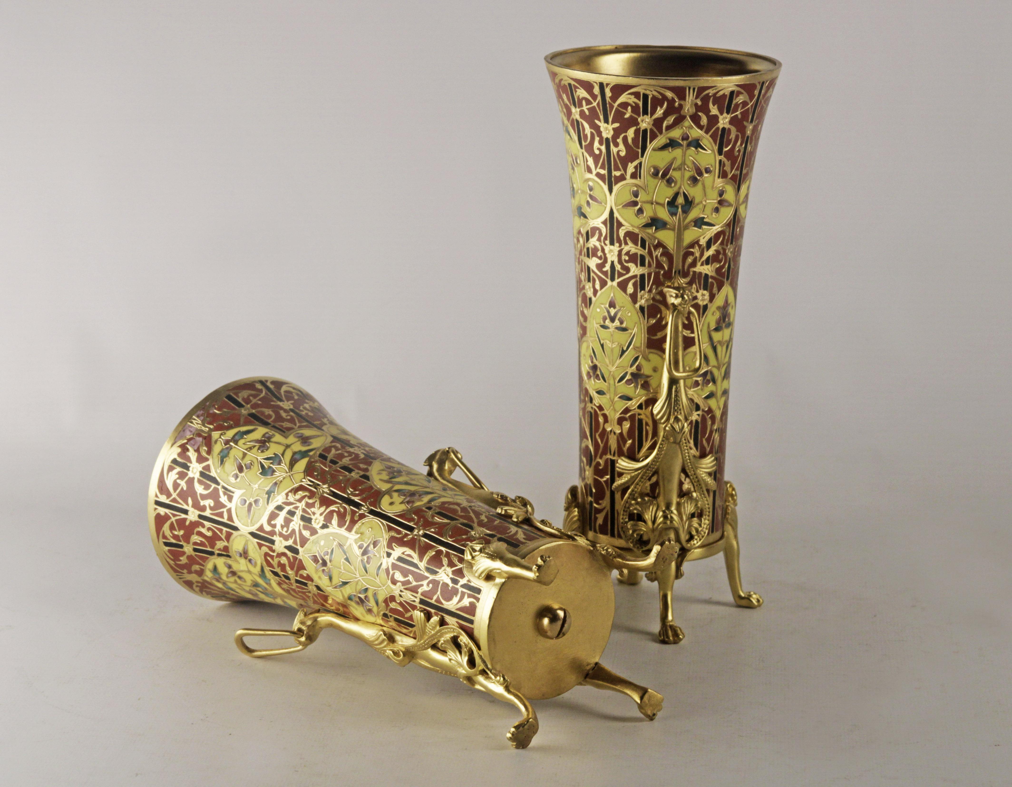Paar Vasen, Barbediene-Gießerei, Frankreich, Napoleon III.  (Bronze) im Angebot