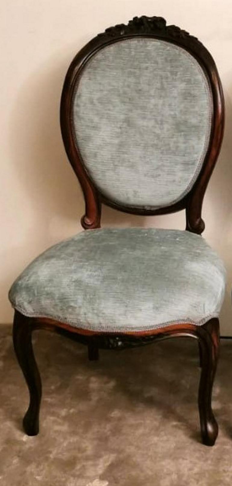 Napoleon III Pair of Carved Sapele Wood Bedroom Chairs For Sale 1