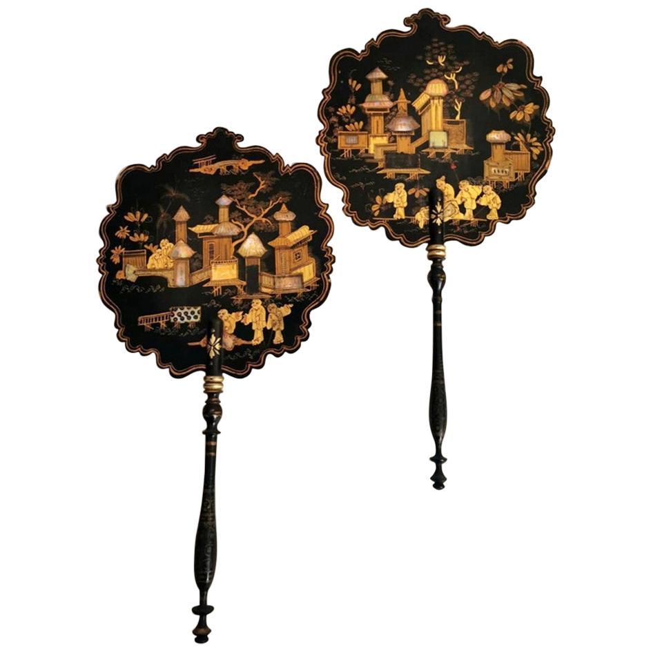 Napoleon III Pair of French Fans Chinoiserie