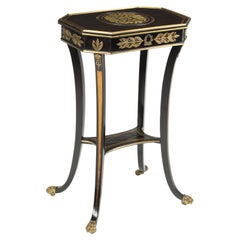 Antique Napoleon III Parcel Gilt Ebony Veneered Table