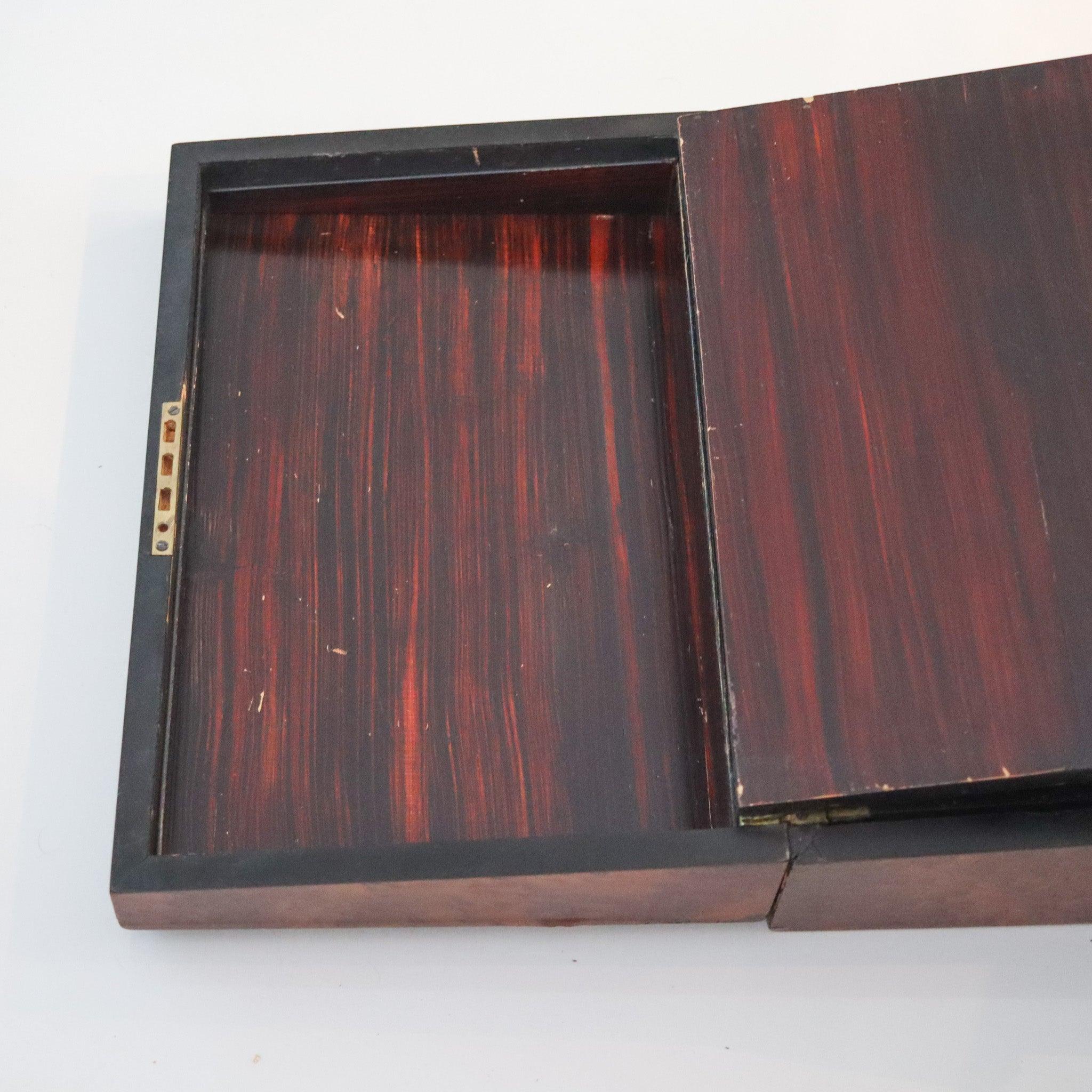 NAPOLEON III Paris 1860 Travel Foldable Writing Desk Box In Precious Woods & Aba For Sale 2