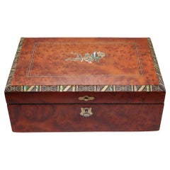 NAPOLEON III Paris 1860 Travel Foldable Writing Desk Box In Precious Woods & Aba