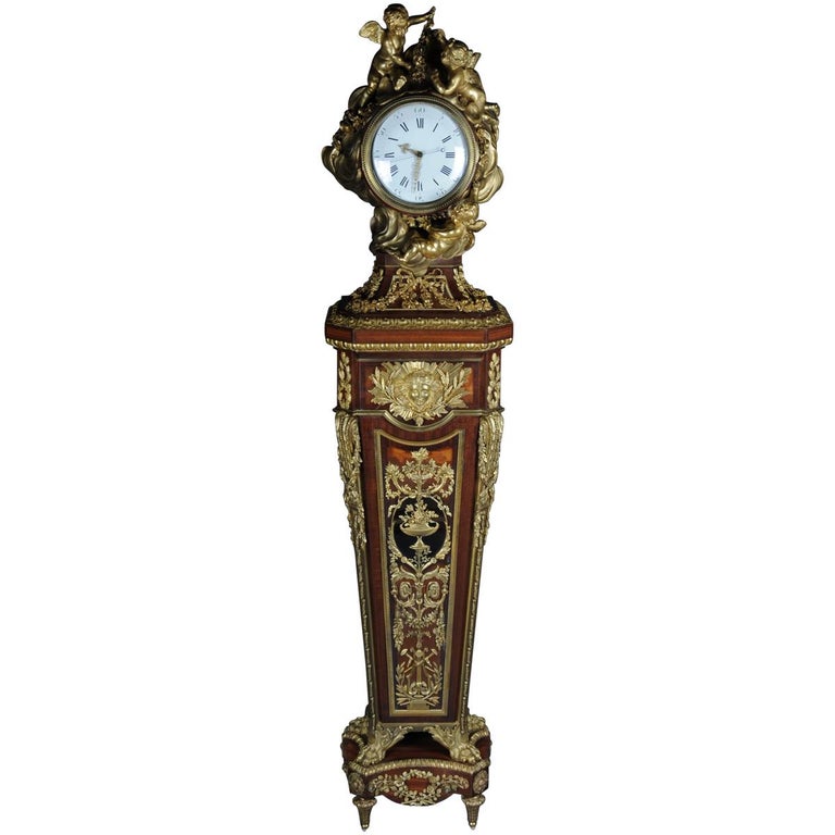Napoleon III Pedestal Clock “Parquet Regulator” after Jean-Henri Riesener, 1734 For Sale