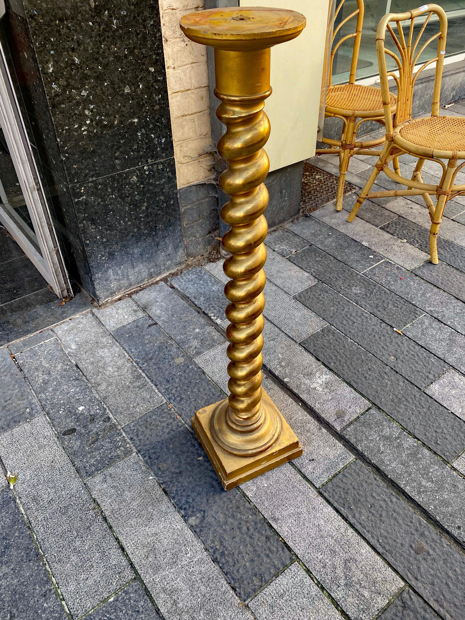 French Napoleon III Pedestal in Gilded Wood, circa 1930 For Sale