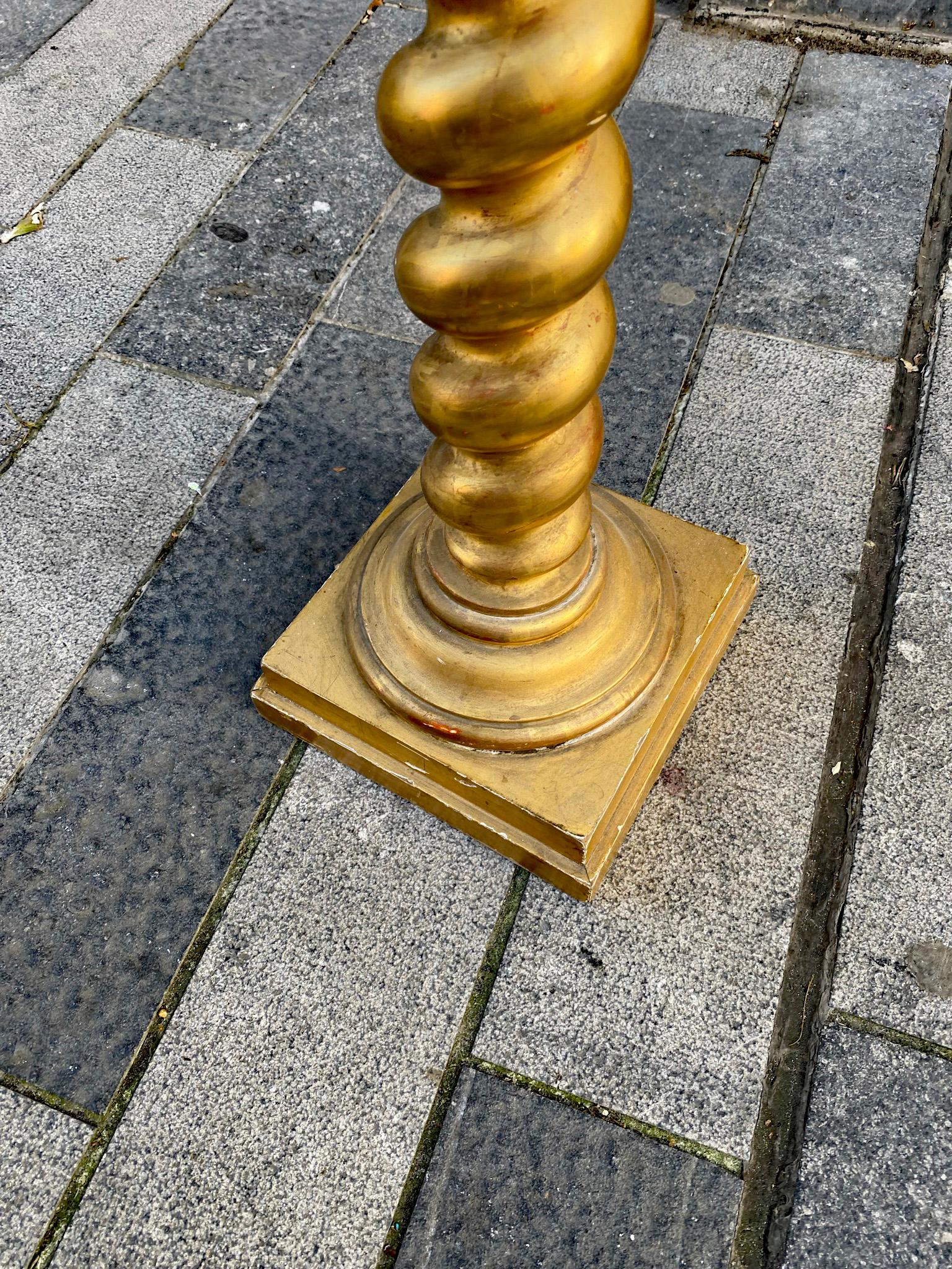 Mid-20th Century Napoleon III Pedestal in Gilded Wood, circa 1930 For Sale