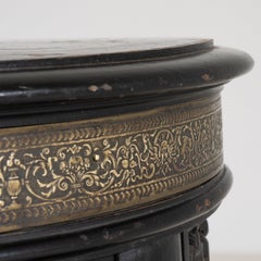 Napoleon III Pedestal Table, Black Wood, Turned Column, France, 1880s