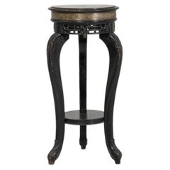 Napoleon III Pedestal Table, Black Wood, Turned Column, France, 1880s