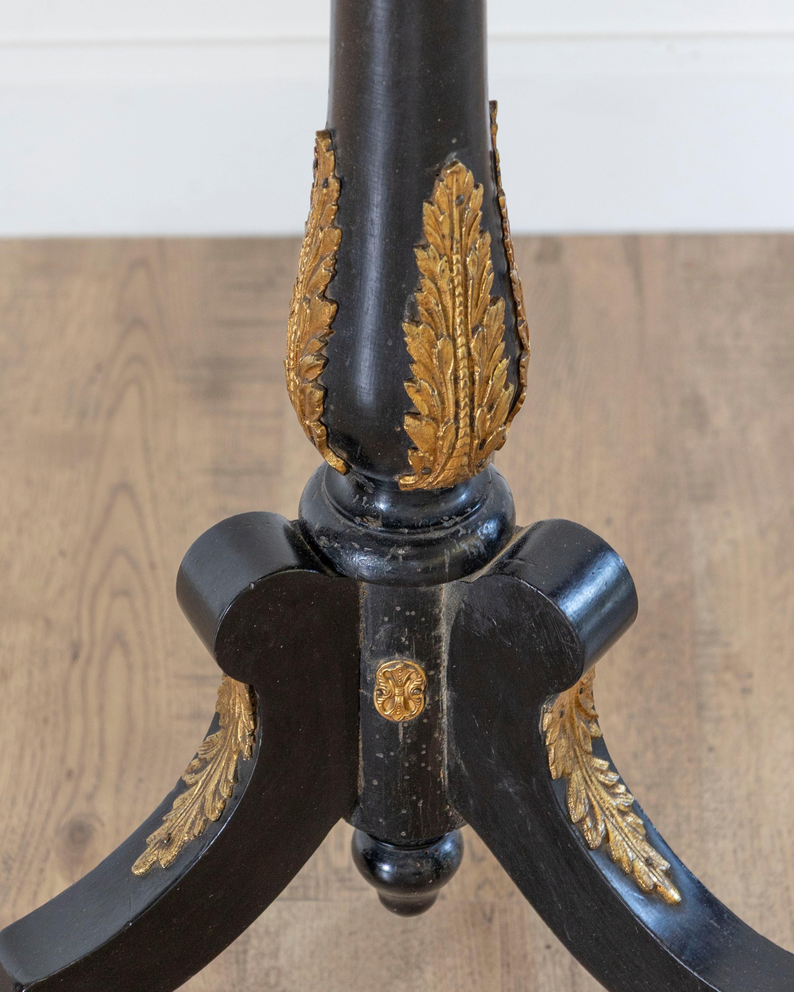 19th Century Napoleon III Pedestal Table with Marquetry and Painted Earthenware Basin, France For Sale