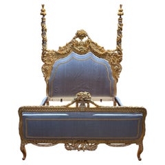 Napoleon III period bed in carved and gilded wood