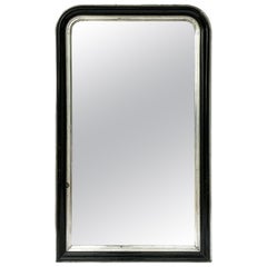 Napoleon III Period Black and Silver Mirror from France (H 53 1/2 x W 32 1/4)