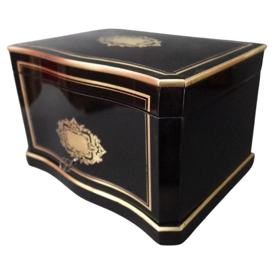 Napoleon III Period Blackened Wood Cigar Humidor For Sale