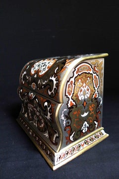 Napoleon III Period Brass, Ebony, Bone Inlay Cigar Box, 1870s