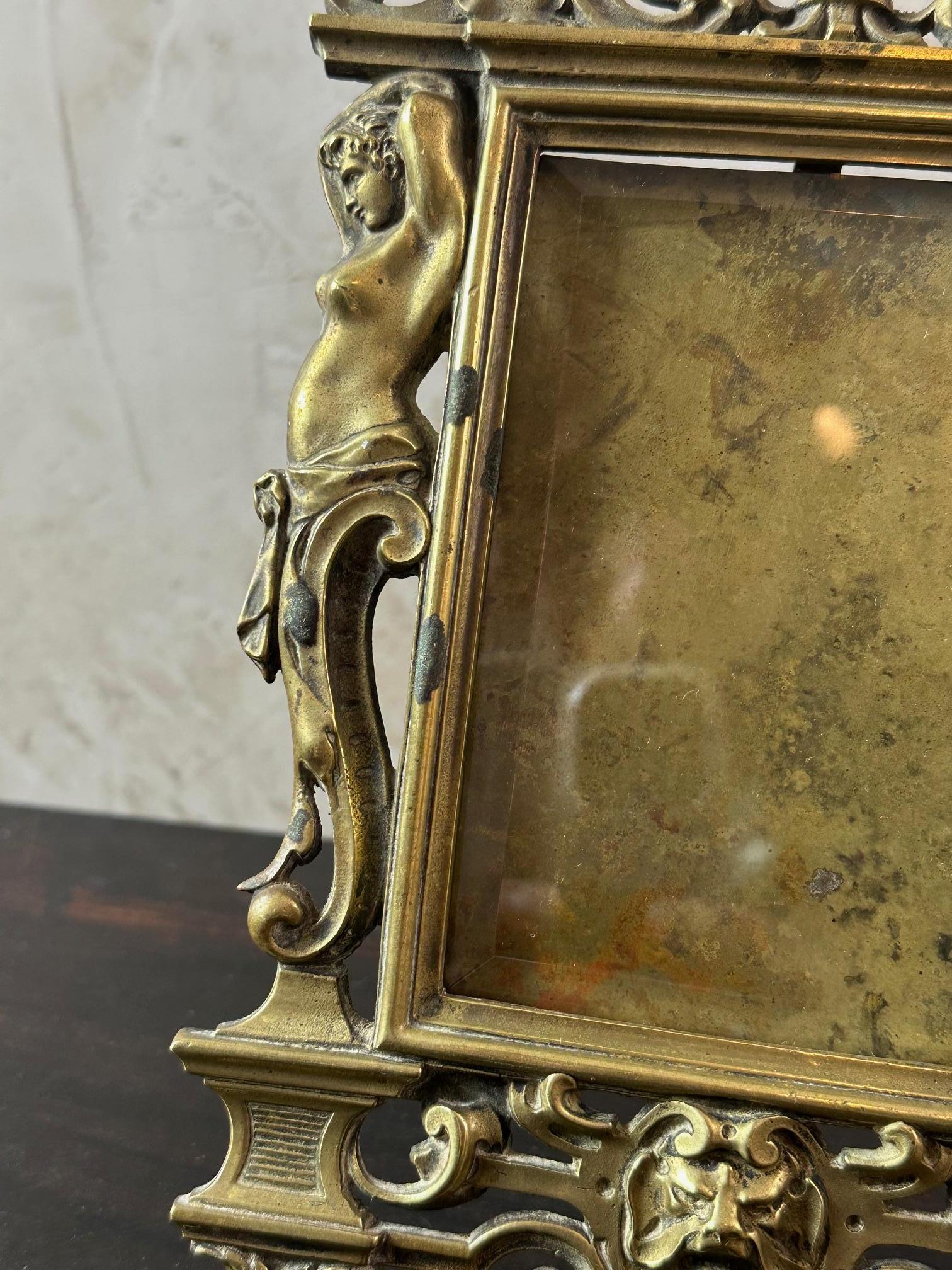 Napoleon III Period Bronze and Beveled Glass Picture Frame For Sale 5