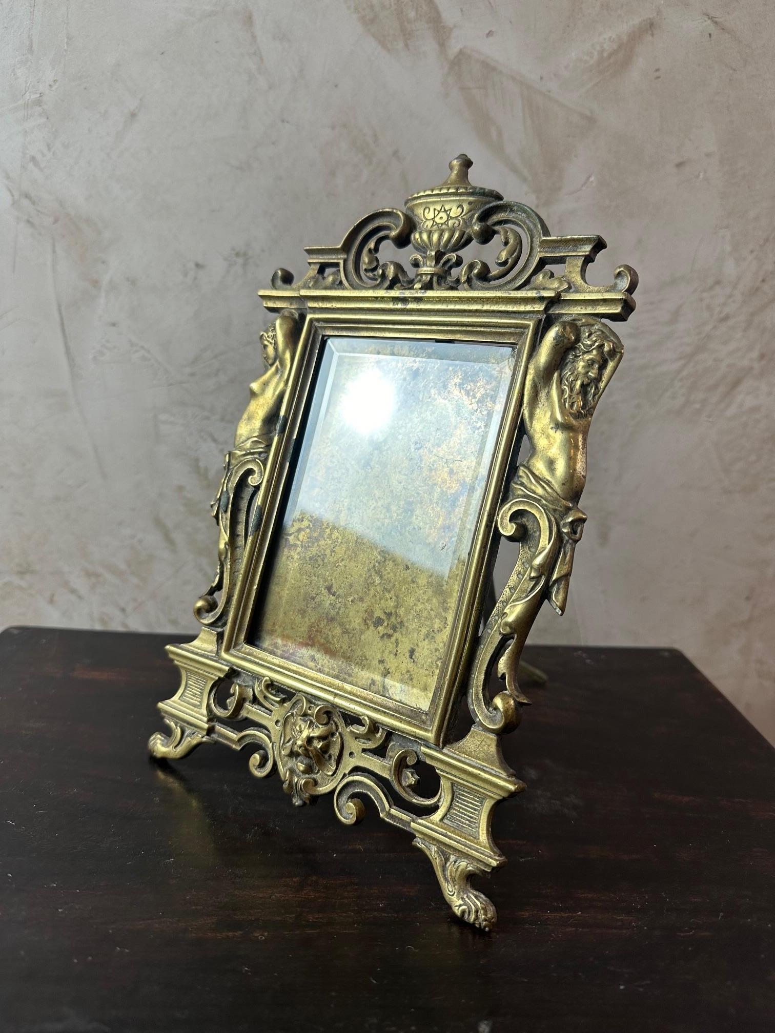 Napoleon III Period Bronze and Beveled Glass Picture Frame For Sale 2