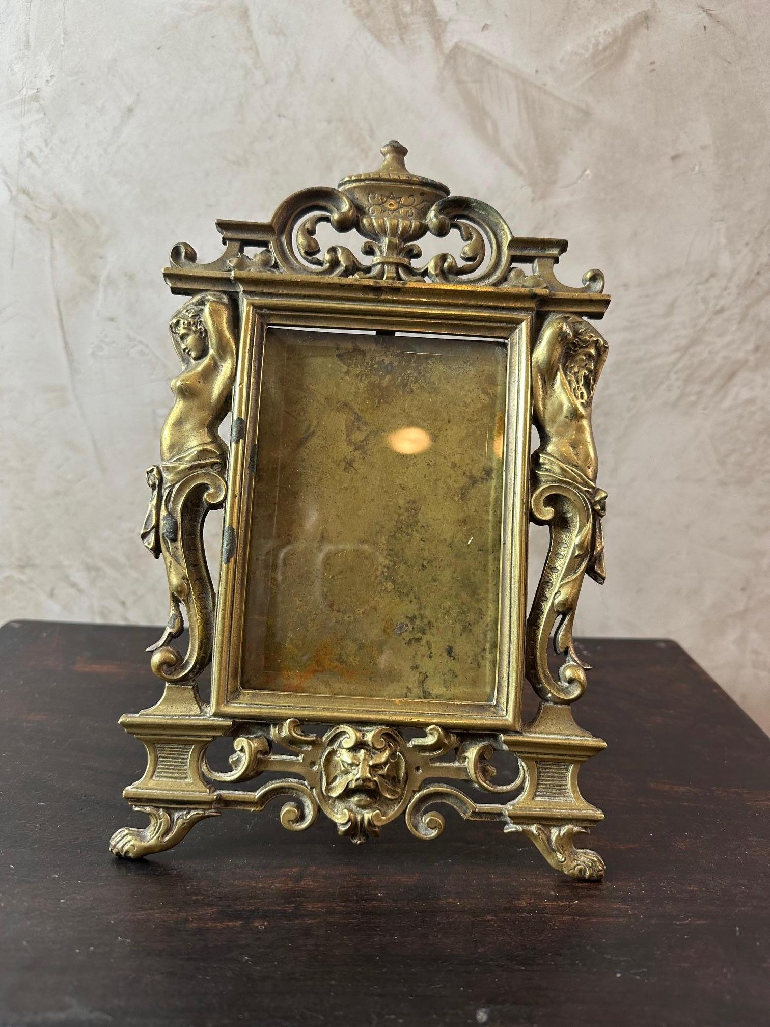 Napoleon III Period Bronze and Beveled Glass Picture Frame For Sale 3