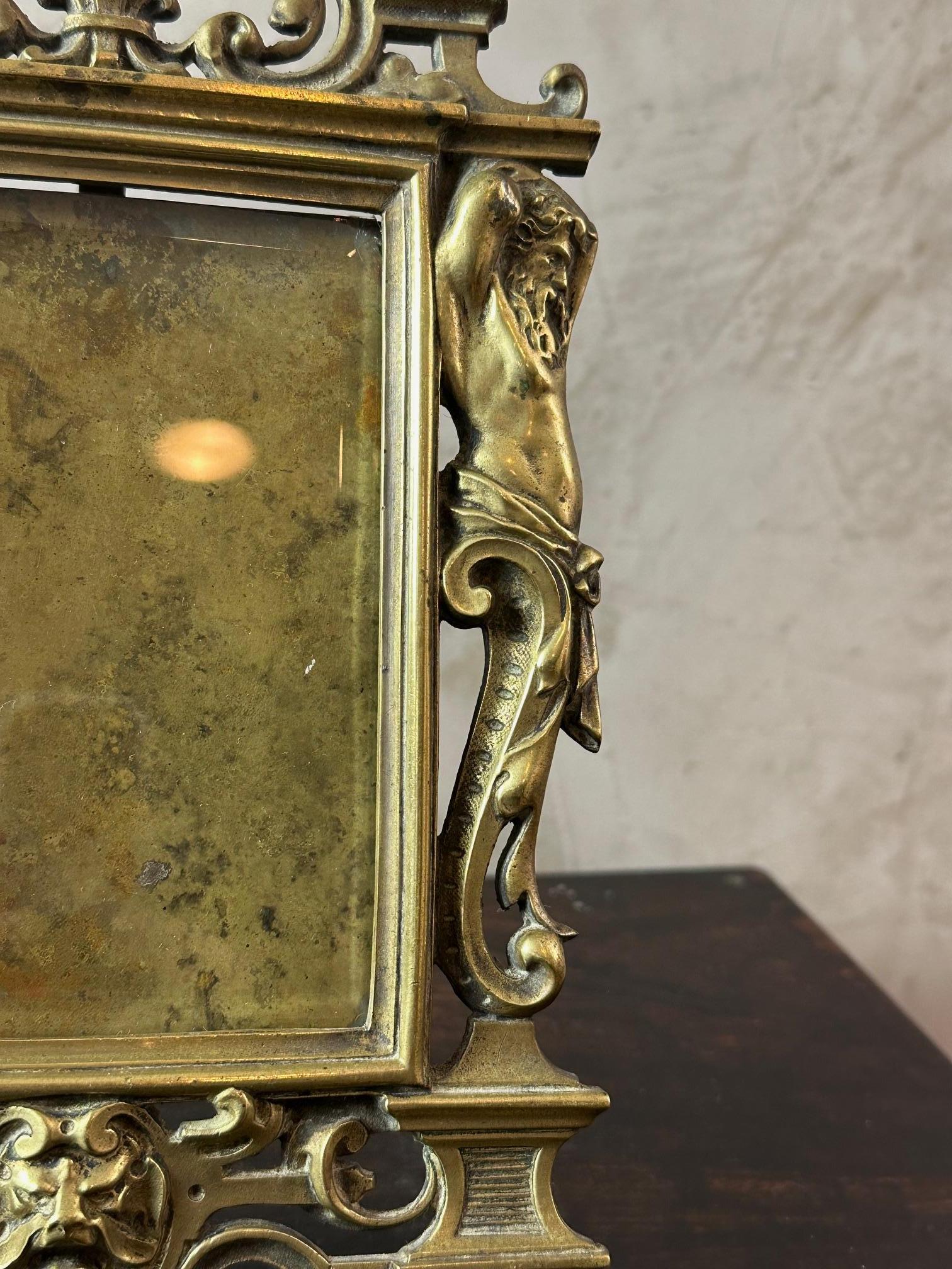 Napoleon III Period Bronze and Beveled Glass Picture Frame For Sale 4