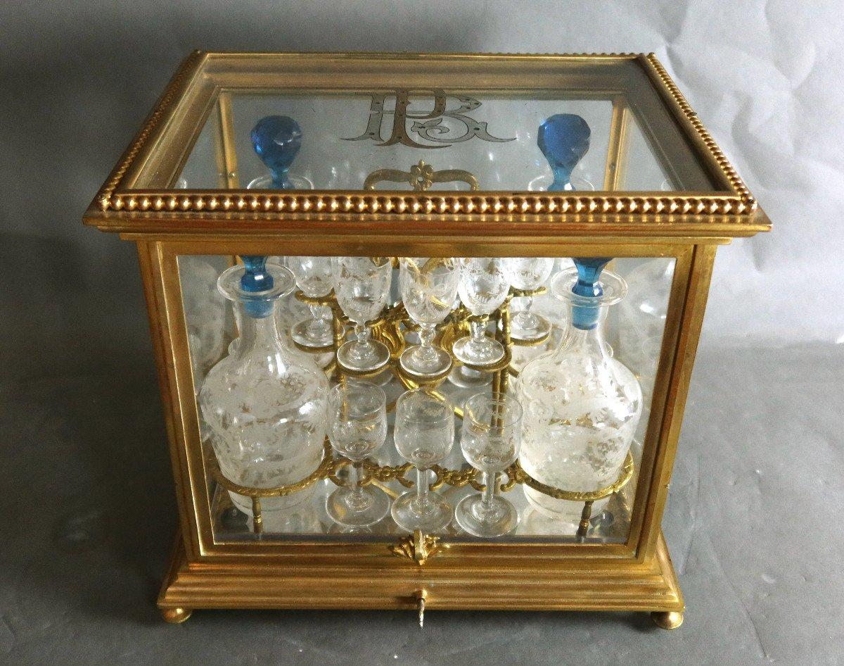 French Napoleon III Period Bronze and Glass Liquor Cellar For Sale