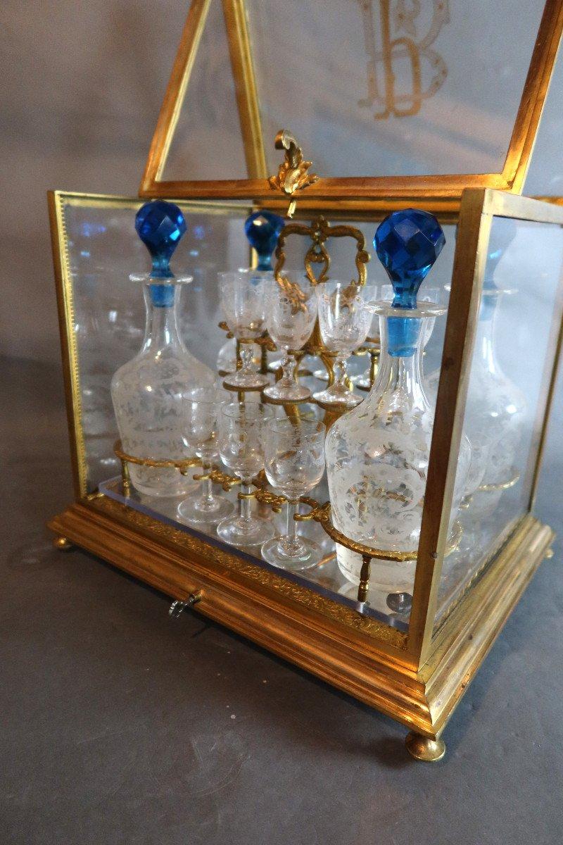 Napoleon III Period Bronze and Glass Liquor Cellar For Sale 4
