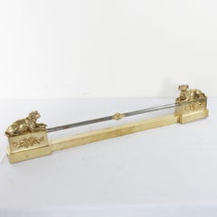 Napoleon III Period Bronze and Iron Fireplace Fender with Bulldogs, circa 1860