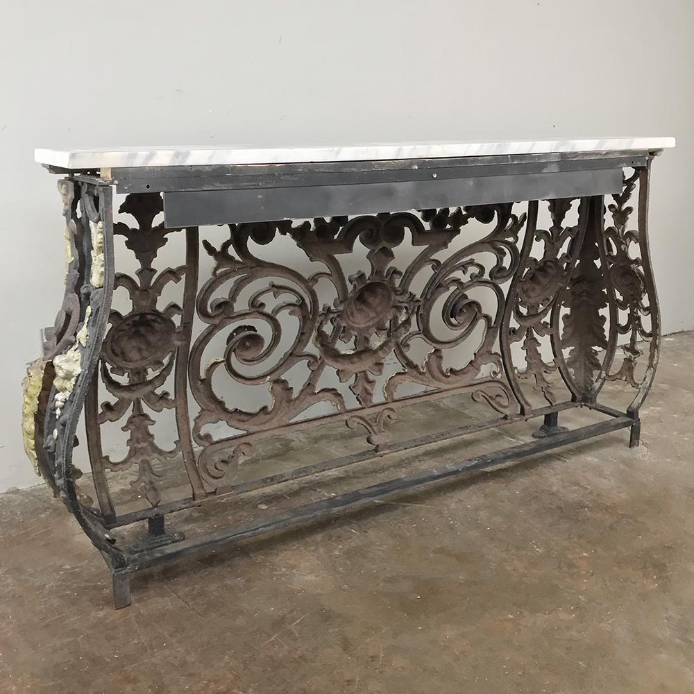 Napoleon III Period Cast Iron Marble-Top Console For Sale 7
