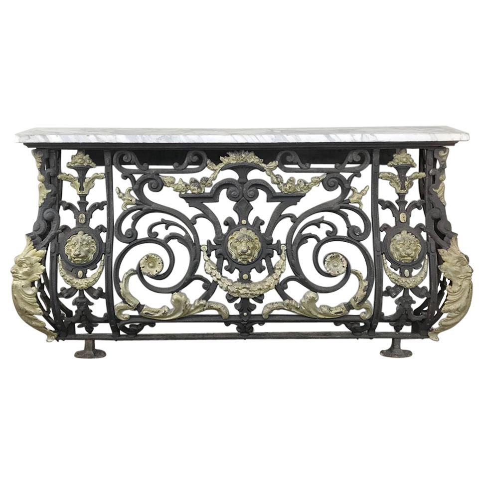 Napoleon III Period Cast Iron Marble-Top Console For Sale