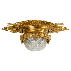 Napoleon III Period Ceiling Light in Gilded Bronze and Crystal, 19th Century.