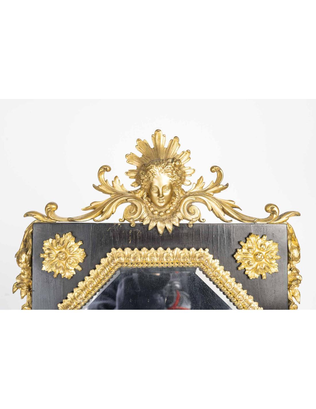 French Napoleon III period chased gilt bronze table mirror. For Sale