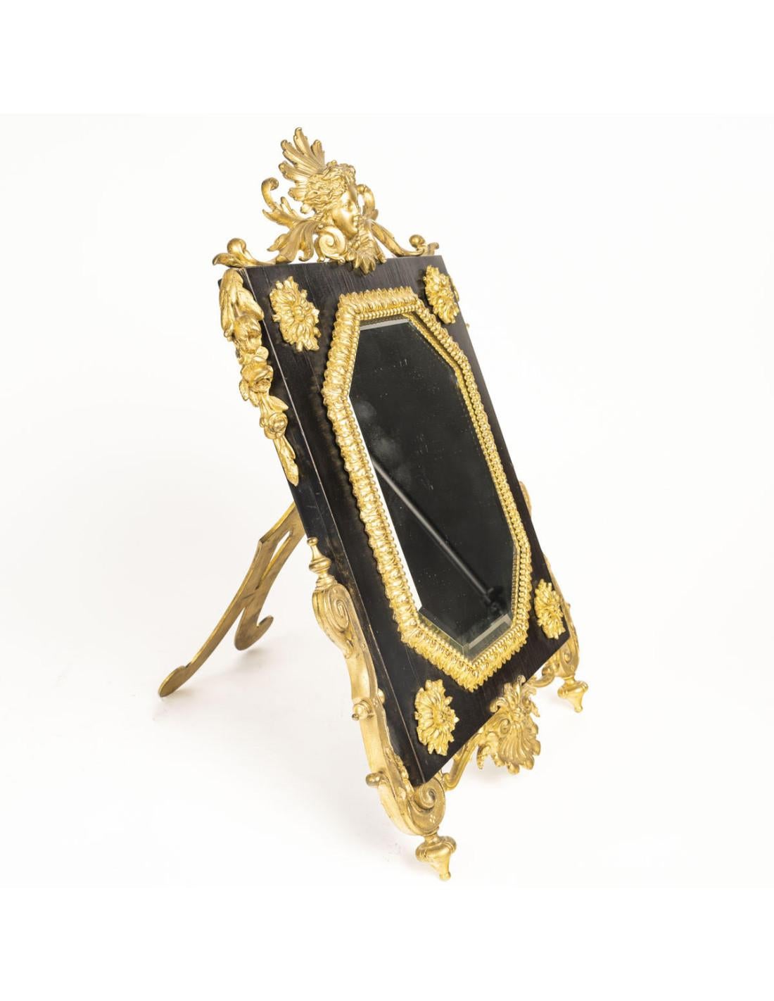 Gilt Napoleon III period chased gilt bronze table mirror. For Sale