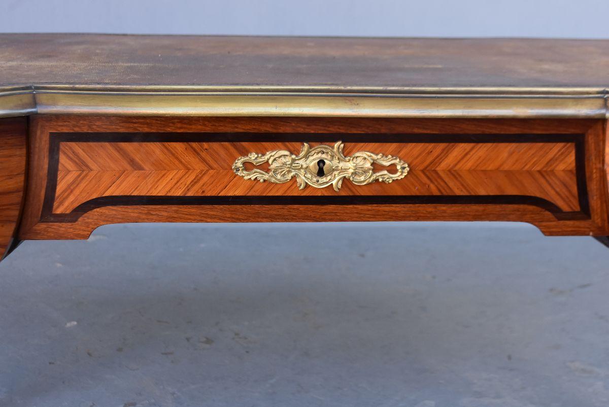 Marquetry Napoleon III Period Desk Rich Register of Gilded Bronze For Sale