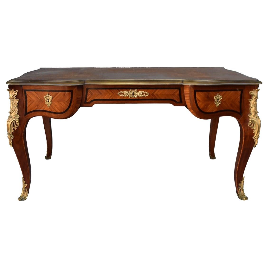 Napoleon III Period Desk Rich Register of Gilded Bronze