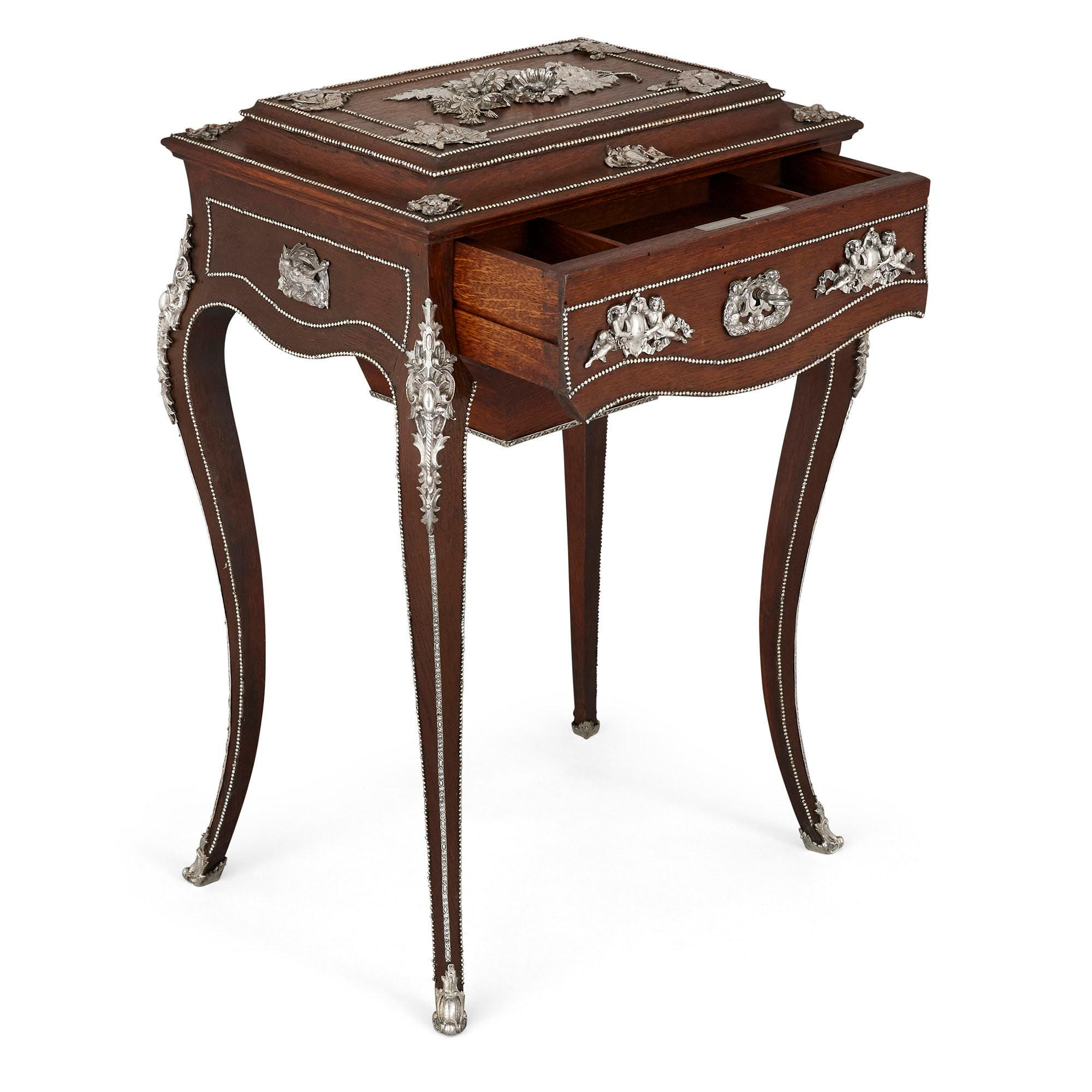 Silvered Napoleon III Period Dressing Table, Attributed to Diehl For Sale